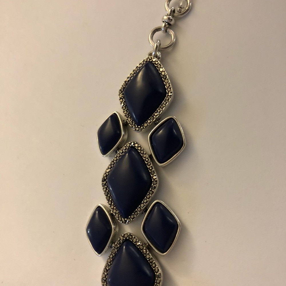 Lucky band silver and blue stones bracelet
